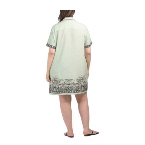 MAX STUDIO LONDON Plus Linen Blend Mini Shirt Dress - Picture 2 of 4